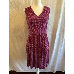 Loft Magenta Pink Sleeveless Dress Sz MP‎ Sundress Geometric Casual Tie back
